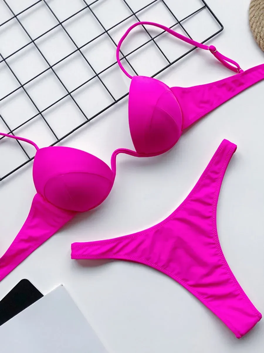 Underwire Bra Padded - Seksi V-bar Balenli Sütyen Fincan Tanga